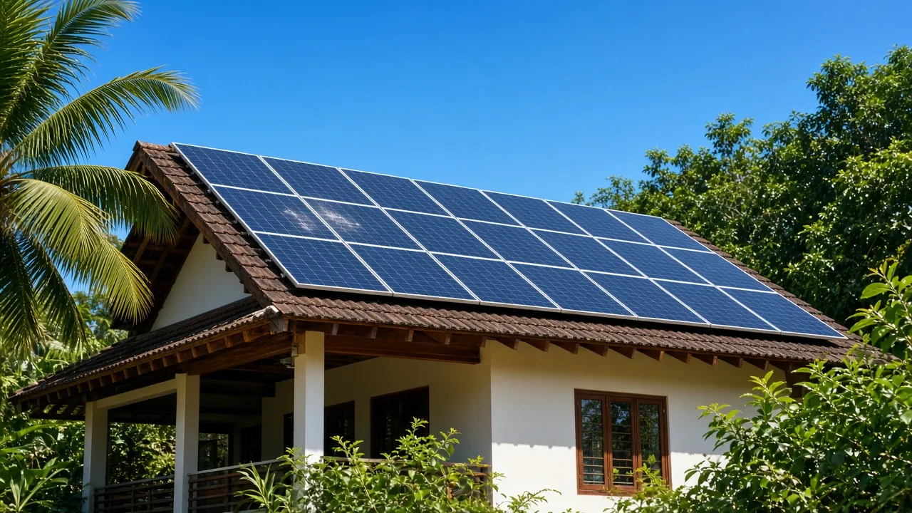 Kerala home rooftop solar panels used for daytime banking to the grid