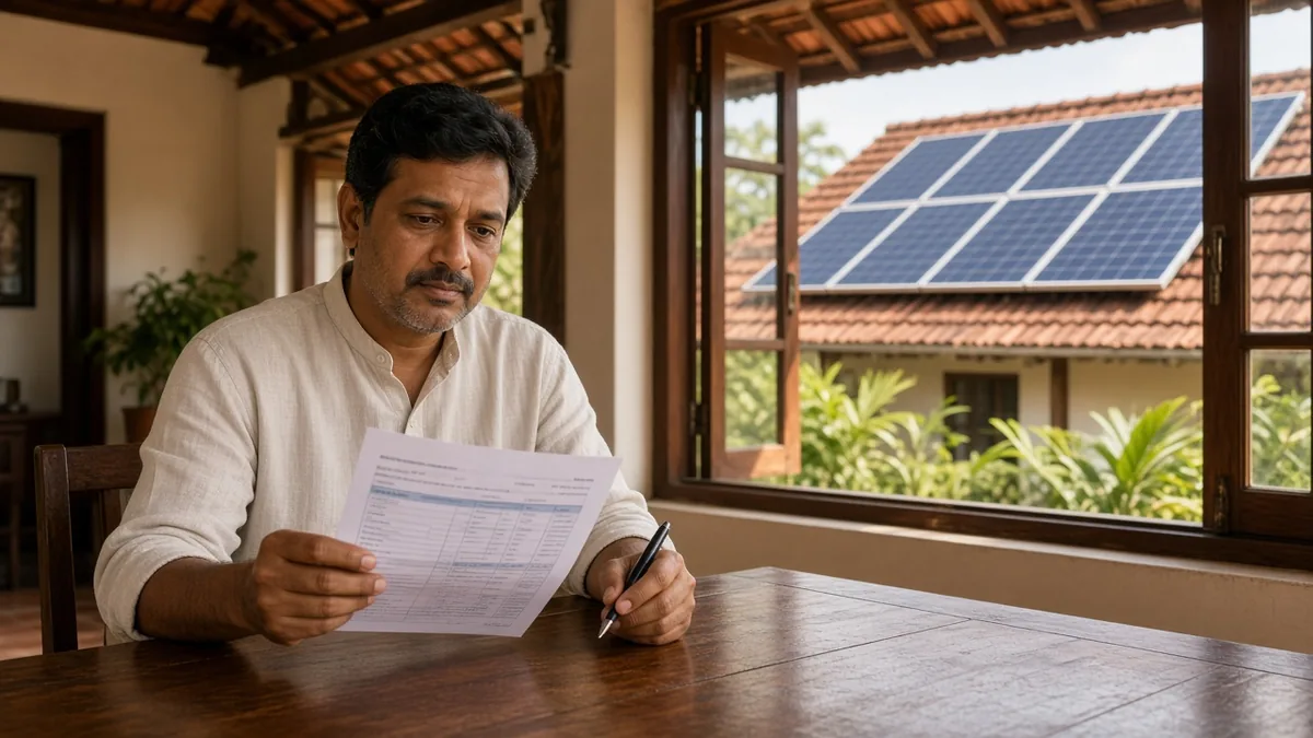 Kerala homeowner reading the KSEB fuel surcharge line on an electricity bill