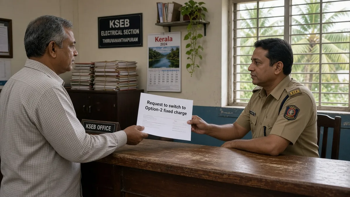 Steps to send KSEB a written request to move a solar home to the Option-2 fixed charge