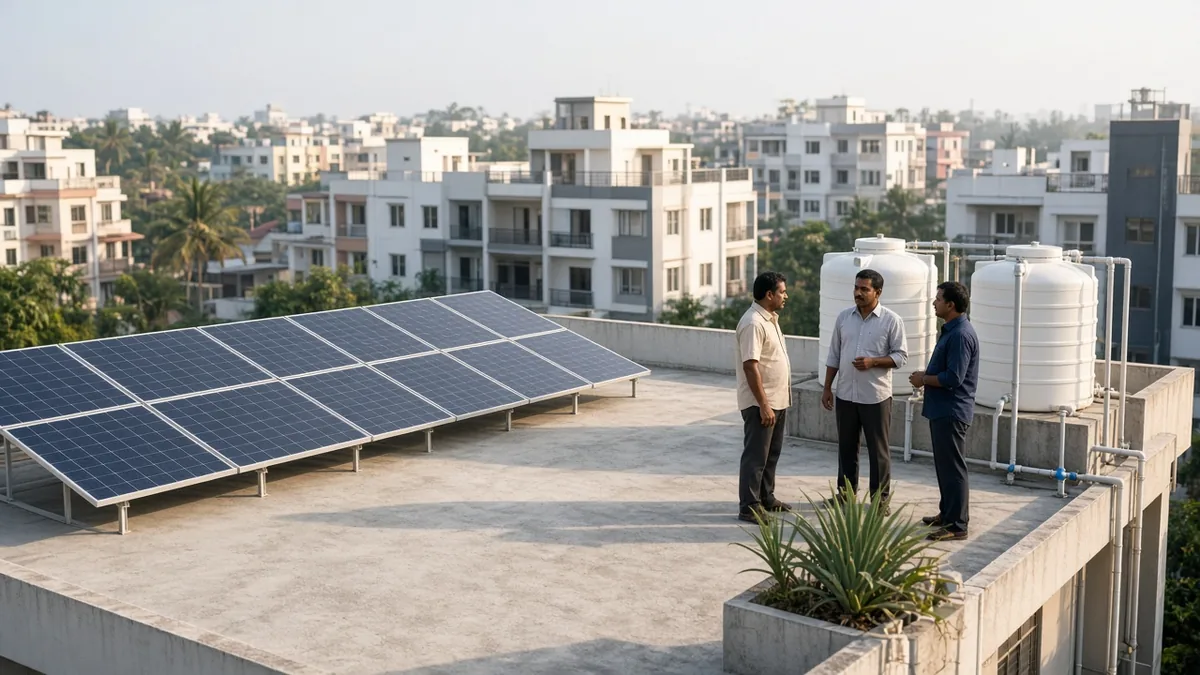 Solar for apartments in Kerala on a shared terrace