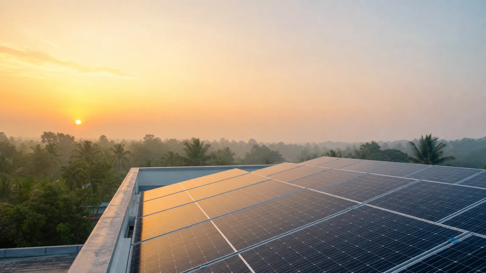 Solar technicians working on a Kerala rooftop installation