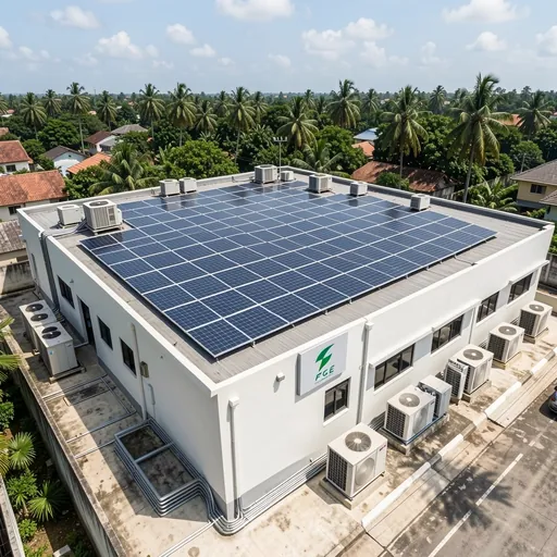 Commercial solar installation on a business facility in Kerala